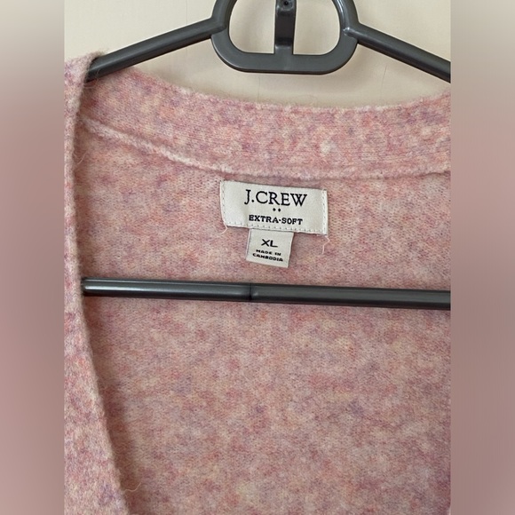 J.Crew Factory V-Neck Cardigan Sweater in Extra Soft Yarn, Pink Delight, size XL - Picture 3 of 5